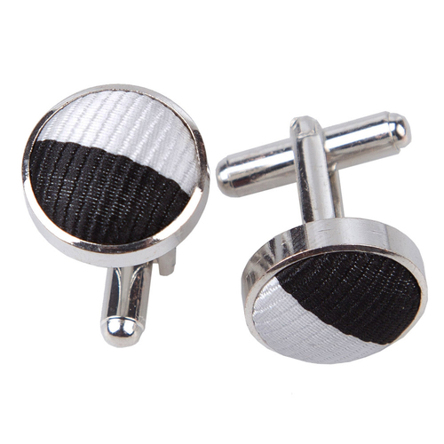 Striped Cufflinks - Black & White