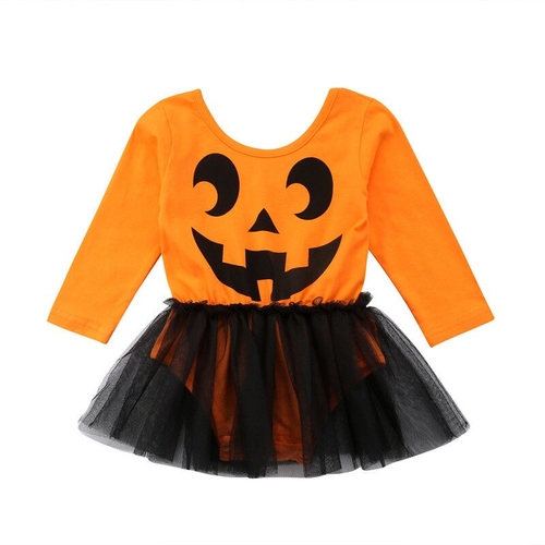 Cute Newborn Kids Baby Girl Halloween Pumpkin Long