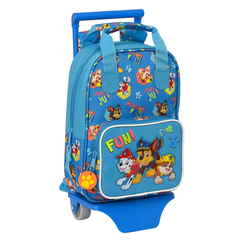 School Rucksack with Wheels The Paw Patrol Friendship Blue (20 x 28 x