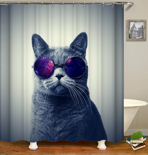 Space Glasses Cat #2 Shower Curtain