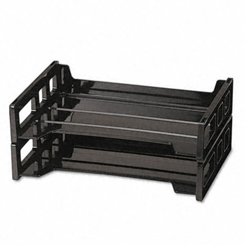 Universal 08100 Side Load Letter Desk Tray- 2 Tier- Plastic- Black
