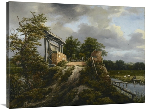 Global Gallery GCS-459974-3040-142 30 x 40 in. Bridge with A Sluice Ar