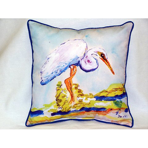 Betsy Drake HJ176 Betsys Egret Large Indoor & Outdoor Pillow 18 x 18