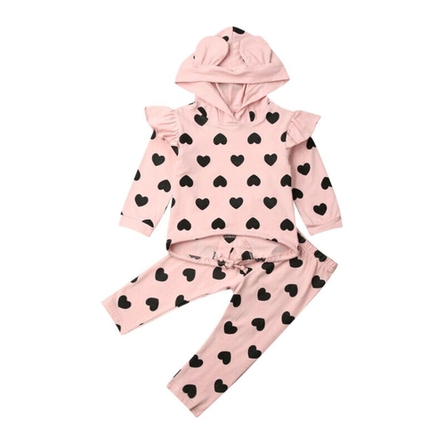 1 5T Little Girls Hooded Clothes Set Newborn Baby