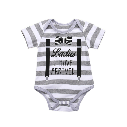0 18M Newborn Baby Boy Short Sleeve Striped Cotton