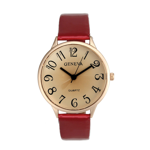 Feminino Fashion Women Faux Leather Analog Quartz