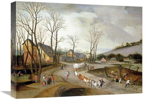 Global Gallery GCS-282152-22-142 22 in. Winter Landscape with Wagon & 