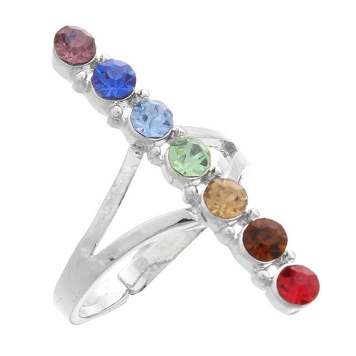 7 Chakra Crystal Bead Finger Rings Reiki Balance