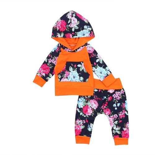 Pudcoco Newborn Baby Girls Floral Hooded Tops