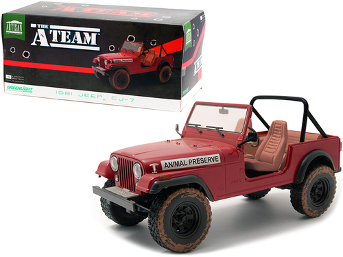 1981 Jeep CJ-7 \Animal Preserve\" Red (Dirty Version) \"The A-Team\"