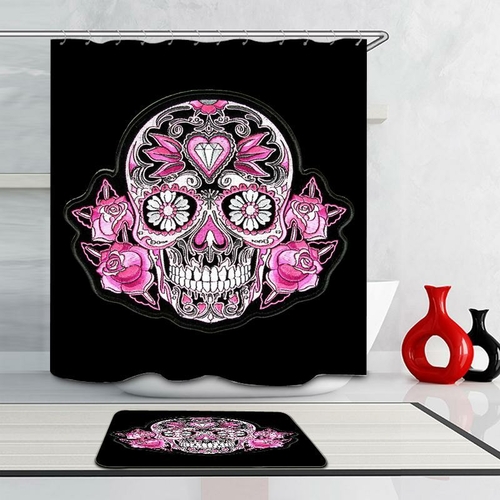 Rosy Skull Shower Curtain