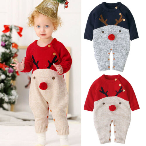 Xmas Baby Kids Infant Romper Girls Boys Sweater