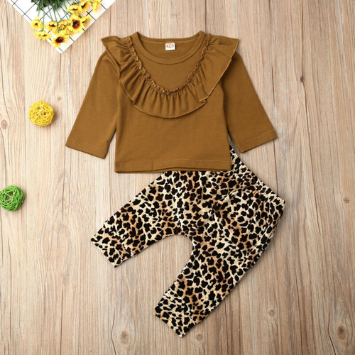 Pudcoco Autumn 2pcs Newborn kids Baby Girl Leopard