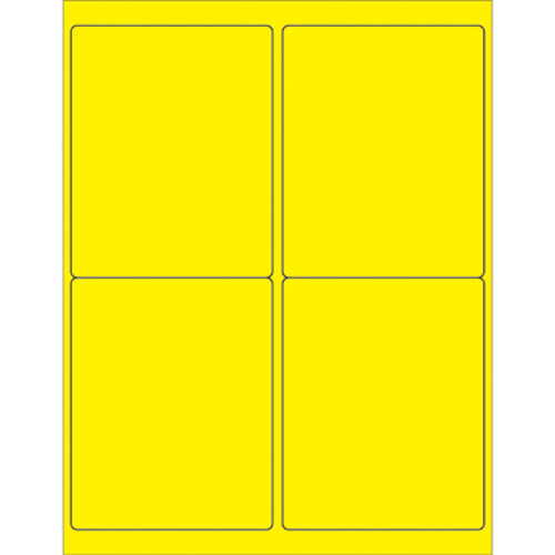 Box Partners LL181YE 4 x 5 in. Fluorescent Yellow Rectangle Laser Labe