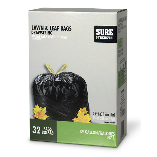 Sure Strength 6394324 39 gal Lawn & Leaf Bags Drawstring  