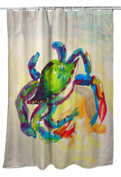 Betsy Drake SH267 70 x 72 in. Teal Crab Shower Curtain