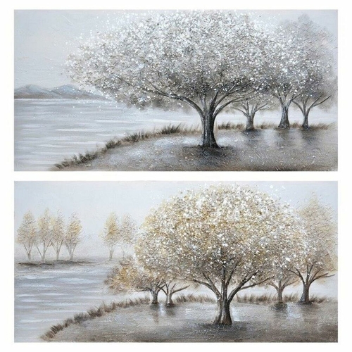 Painting DKD Home Decor Trees 120 x 3 x 60 cm Traditional (2 Units)