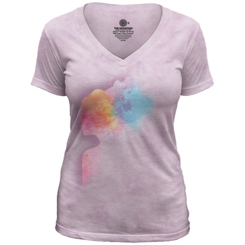 The Mountain 41916100022 Pink Rainbow Watercolor Woman V-Necks T-Shirt