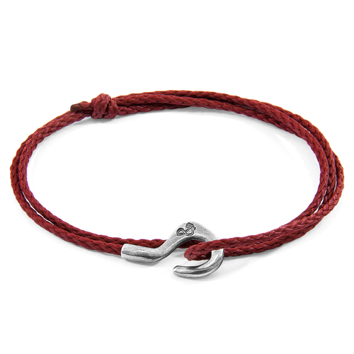 Burgundy Red Charles Silver and Rope SKINNY Bracelet