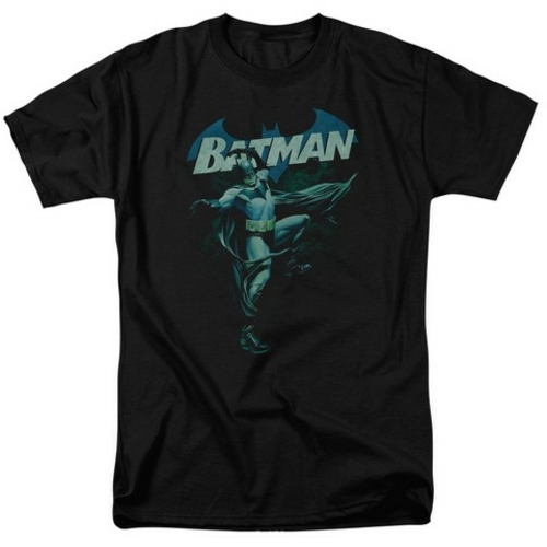 Trevco Batman-Blue Bat - Short Sleeve Adult 18-1 Tee - Black- Large