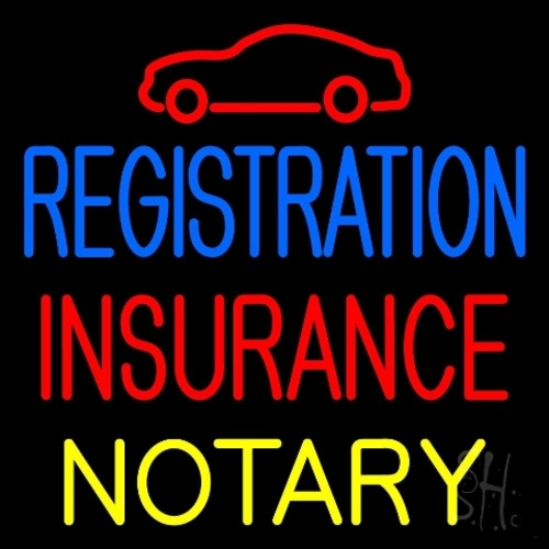 Everything Neon N105-3416 Registration Insurance Notary with Car Logo 