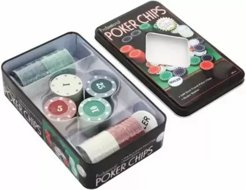 Poker Chips Casino Game Playing Cards (Set of 100)  (Multicolor)