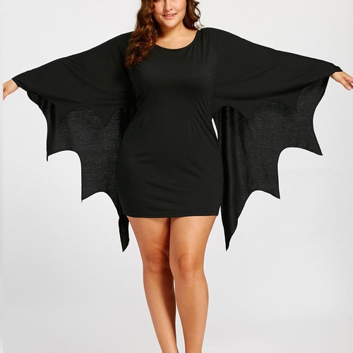 Maternity Halloween Bodycon Dress With Bat Wings