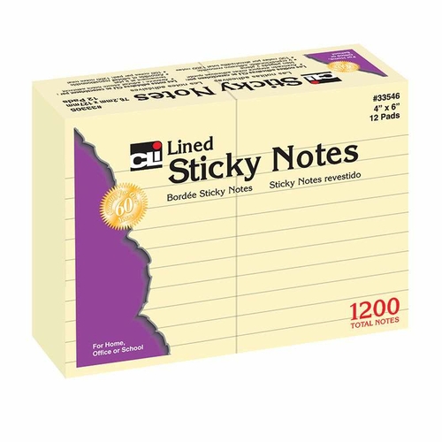 Charles Leonard CHL33546BN 4 x 6 in. Sticky Notes Lined - Pack of 2