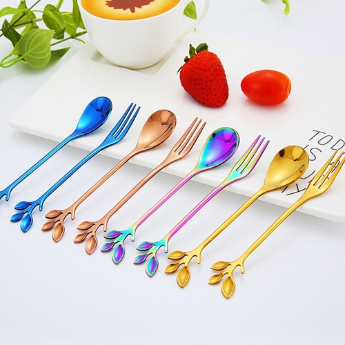 Stainless Steel  Dinner Utensils Branches Leaf