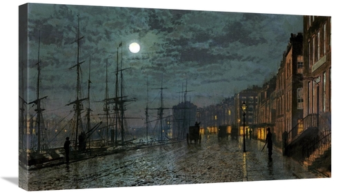 Global Gallery GCS-266435-30-142 30 in. City Docks by Moonlight Art Pr