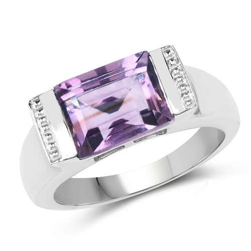 3.00 Carat Genuine Amethyst .925 Sterling Silver Ring