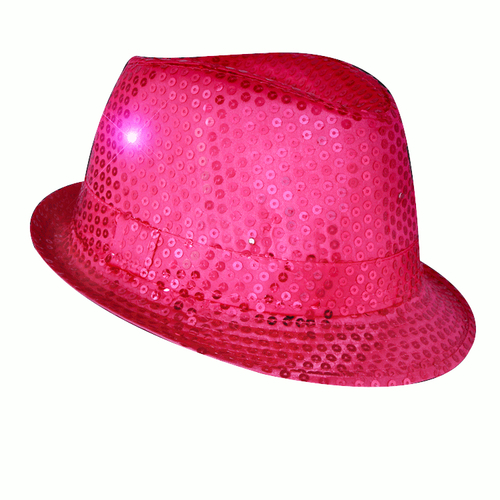 Blinkee 3995100 LED Flashing Fedora Hat with Sequins, Pink