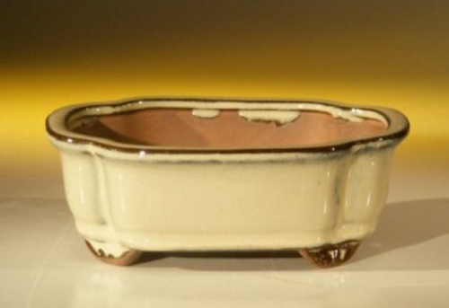 Beige Ceramic Bonsai Pot - Rectangle 6.125" x 5.0" x 2.125"