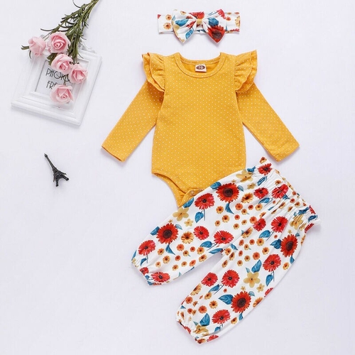 Pudcoco Autumn 3PCS Newborn kids Baby Girl Clothes