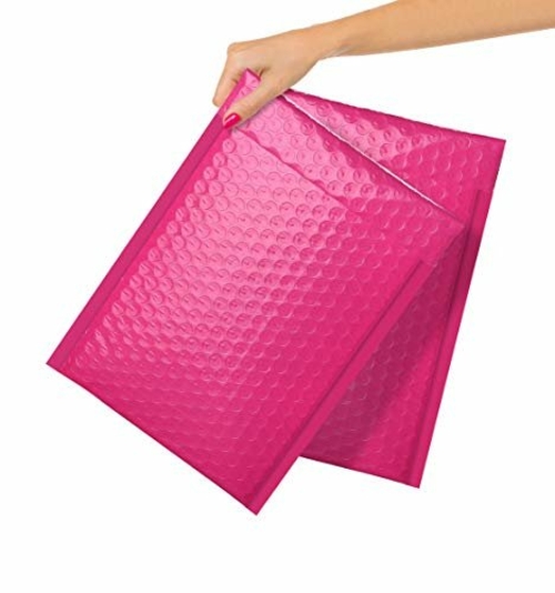 Poly Bubble Mailers 9.5" x 13.5", Pack of 10 Pink Padded Shipping