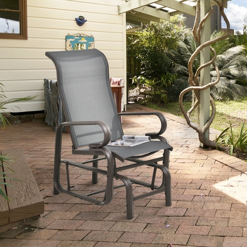 Outsunny Garden Glider Seat Outdoor Rocking Chair Swing Furniture Dark