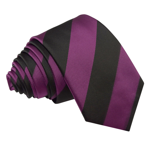 Striped Slim Tie - Purple & Black