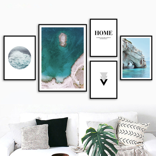 Blue Ocean Sea Beach Mountain Landscape