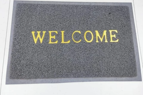 Fine Plastic Abstract Pvc Grey Door Welcome Mat, For Bedroom