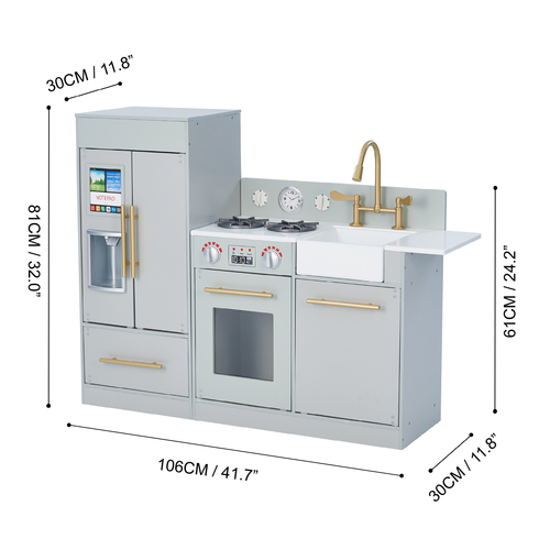 Teamson Kids Grey 2 Pcs Large Wooden Play Kitchen