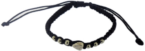 Solid Rock Jewelry 144733 Black Cotton Adjustable Friendship with Hear