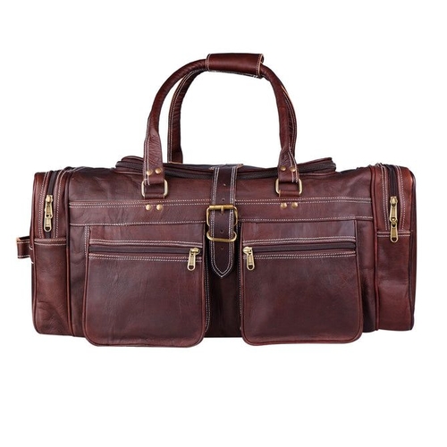 Leather Weekender Duffel Bag