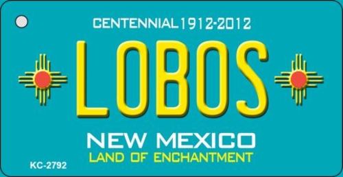 Smart Blonde KC-2792 Lobos Teal New Mexico Novelty Metal Key Chain