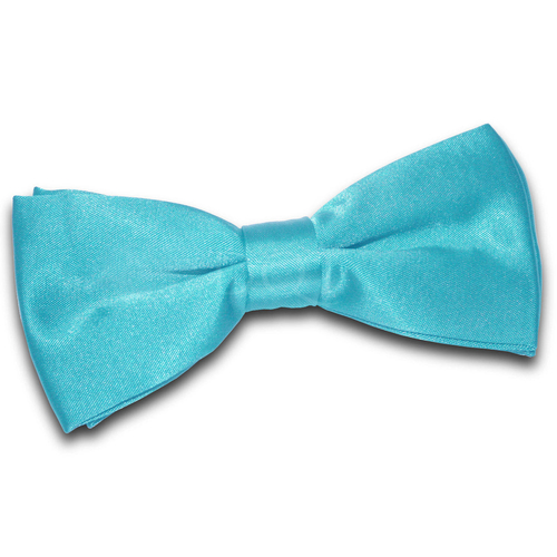 Plain Satin Pre-Tied Bow Tie - Robin's Egg Blue