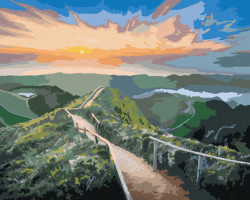 Paint by Numbers - MOUNTAIN LANDSCAPE WITH HIKING TRAIL