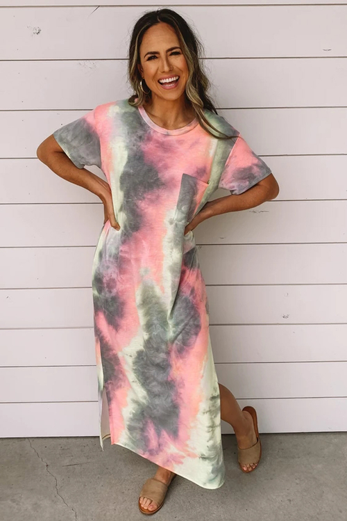 Gray Tie Dye Maxi Dress