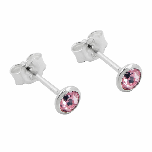 earrings studs zirconia pink silver 925