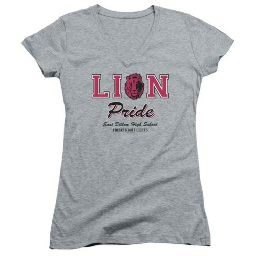 Trevco Friday Night Lights-Lions Pride Junior V-Neck Tee, Heather 