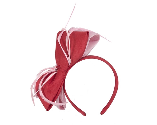 Red & Pink bow racing fascinator