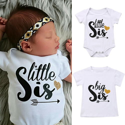 Big/Little Sister T Shirts Clothes Kids Girl Baby